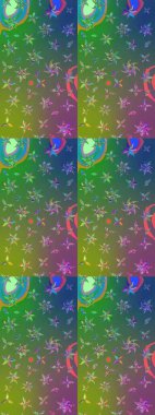 Raster suluboya çiçek deseni, narin çiçekler, yeşil ve mavi çiçekler, tebrik kartı şablonu. Raster Güzel kumaş deseni.