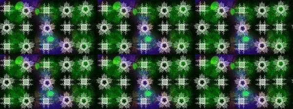 Kar tanelerinin soyut arkaplanlı Noel şablonu. Noel ve yeni yıl moda baskıları için tatil tasarımı. Raster illüstrasyonu. Yeşil, gri ve mavi kar taneleri. Renkler.