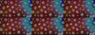 Güzel kumaş deseni. Kahverengi ve mavi renklerde. Raster illüstrasyonundaki çiçek desenli çizim. Raster illüstrasyonu.