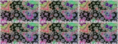 Etnik Mandala havlusu. Raster Henna tarzı. Kusursuz süs izi. Sınır Kızılderili çiçekli paisley patten. Tebrik kartı arkaplanı, boyama kitabı, arkaplan, tekstil için kullanılabilir.