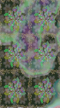 Tişörtsüz arka plan deseni. Tropik çiçekler. Gri ve yeşil renkte çiçekler.