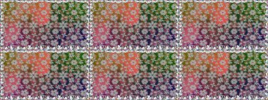 Raster illüstrasyonu. Gri kıvırcık çiçekler gri renkte şekillenir. Klasik çiçek tasarım elementleri.