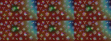 Çiçek desenli çizim. Raster illüstrasyonu. Asya tekstil tarzında. Kahverengi ve kırmızı renkte çiçekler. Renkli Bahar Teması eskiz kalıbı. Düz Çiçek Elementleri Tasarımı.