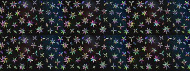 Çiçek desenli çizim. Raster illüstrasyonu. Asya tekstil tarzında. Raster illüstrasyonu. Gri ve mavi renkte çiçekler.