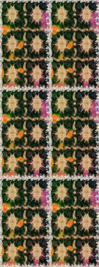 Şık bir grafik desen. Çiçek deseni. Duvar kâğıdı barok, İspanyol kumaşı. Kahverengi ve bej renklerde altın elementler. Kusursuz raster arkaplanı.