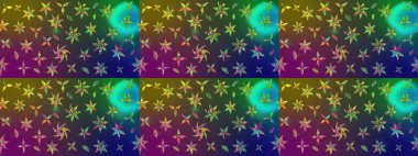 Yeşil ve kahverengi renkler. El çizimi, soyut ve süslü elementler. Yaz çiçekleri teması. Suluboya resim taklit Raster çizimi. Klasik çiçekler..