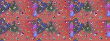 Vadinin çiçekleri pembe ve mor renklerde. Raster çiçek desenleri çiziyor..