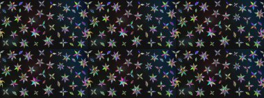 Küçük çiçekli yay deseni çiz. Raster illüstrasyonu. Suluboya tarzında gri ve mavi renkler üzerine.