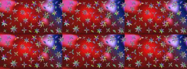 Renkli Bahar Teması eskiz kalıbı. Kırmızı ve kahverengi renkte çiçekler. Raster illüstrasyonundaki çiçek desenli çizim. Düz Çiçek Elementleri Tasarımı.