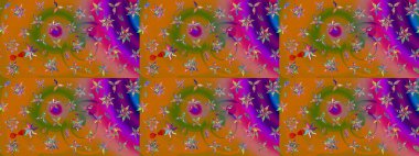 Çiçek deseni. Raster illüstrasyonu. Şatafatlı bahar bahçesi dokusu. Çiçek çizimi arkaplanı.