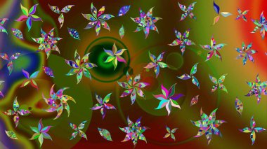 Renkli kahverengi ve yeşil çizim deseni. Elle çizilmiş sonbahar çiçeği deseni. Tekstil ve kapak tasarımı için mükemmel. Kahverengi ve yeşil renkli çiçekler. Doodle tarzı.