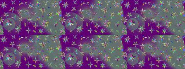 Raster illüstrasyonu. El çizimi çiçekli soyut çizim kalıbı. Mor ve nötr renkte çiçekler.