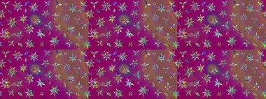 Düz Çiçek Elementleri Tasarımı. Raster illüstrasyonu. Çiçek desenli çizim. Renkli Bahar Teması eskiz kalıbı. Güzel kumaş deseni. Asya tekstil tarzında.