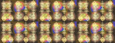 Renkli arka planda izole kar taneleri. Yüzey için tekrarlanan doku, ambalaj kağıdı, kahverengi, bej ve nötr renkler. Kış kar tanesi, raster arka plan. Raster illüstrasyonu.