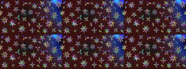 Raster deseni. Raster illüstrasyonu. Küçük çiçekteki sevimli çiçek deseni. Nazikçe, yaz çiçekleri kahverengi ve mor renklerde.