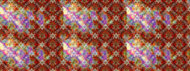 Çok kahverengi ve kırmızı zarif küçük çiçekler ve kahverengi ve kırmızı renkli komik böcekler, raster desen, illüstrasyon.