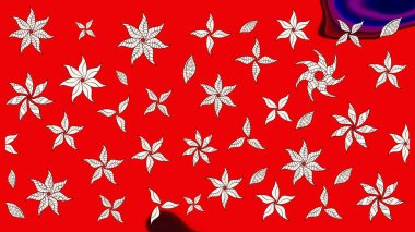 Klasik taslak çizimi. Çiçek kırmızısı ve nötr çizim deseni. Raster çiçek izi..