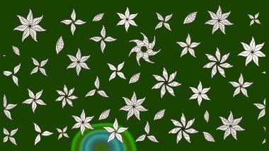 Yeşil ve nötr renklerde çiçekler. Raster illüstrasyonunda çiçek deseni çizimi.