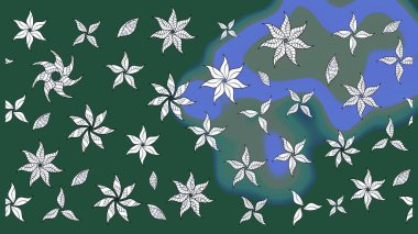 Raster illüstrasyonundaki çiçek desenli çizim. Güzel kumaş deseni. Yeşil ve nötr renklerde. Raster illüstrasyonu.