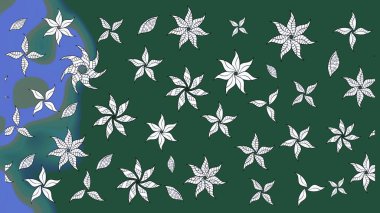 Çiçek desenli eskiz, darbeler, sıçramalar, yaz çiçekleri. Raster illüstrasyonu. Yeşil ve nötr renkte çiçekler.