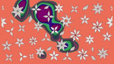 Düz Çiçek Elementleri Tasarımı. Güzel çiçek deseni. Çiçekler turuncu ve nötr renklerde. Renkli Bahar Teması çizim şablonu.