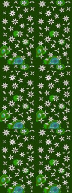 Tropik çiçek desenleri. Yeşil ve nötr renklerde çiçekler. Raster illüstrasyonu.