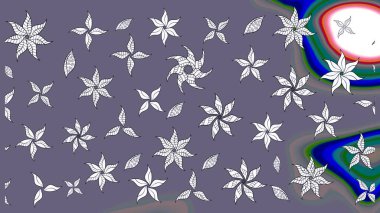 Tarafsız renklerde etnik çiçeklerle süslenmiş zarif bir eskiz. Raster Çiçek İllüstrasyon Şirin Tekstil.