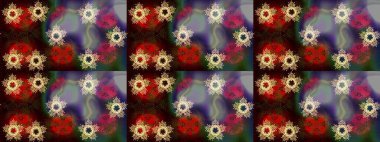 Meteoroloji buz koleksiyonu. Kar tanesi raster arka planı. Kış kahverengisi, gri ve kırmızı noel kar düz kristal elementi. Raster illüstrasyonu. Xmas don kar taneleri izole edilmiş siluet sembolü.