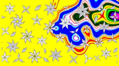 Sarı renkli çiçekler. Raster düz çiçek çizim deseni. Tasarım hediye paketi, tebrik kartları, posterler ve afiş tasarımı.