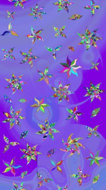 Raster illüstrasyonu. Tekstil veya kitap kapakları, imalat, duvar kağıtları, baskı, hediye paketi ve yapıştırma kitabı için çiçek eskizi geçmişi. Küçük ölçekli çiçeklerdeki basit sevimli desen.