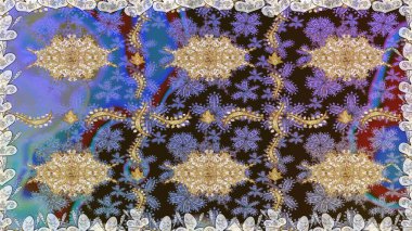 Süslü dekorasyon. Kahverengi renklerdeki altın desenli altın elementler. Raster klasik barok çiçeksiz altın desenli. Lüks, kraliyet ve Viktorya dönemi konsepti.