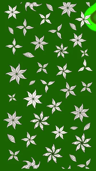 Tekrarlayan çiçek arkaplanı, zarif yeşil çiçek duvar kağıdı. Yeşil renkler üzerine çiçek desenli çizimler, el yapımı papatyalar, papatyalar..