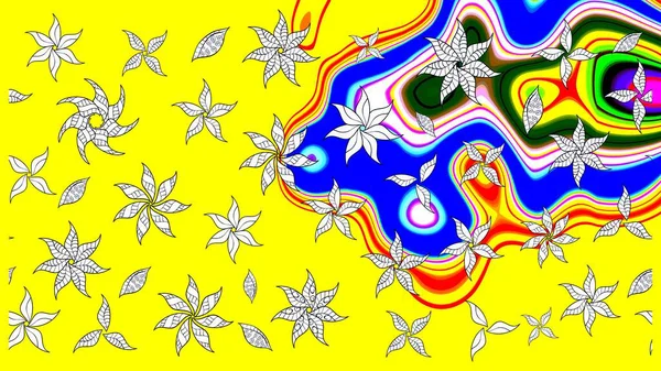 Sarı renkli çiçekler. Raster düz çiçek çizim deseni. Tasarım hediye paketi, tebrik kartları, posterler ve afiş tasarımı.