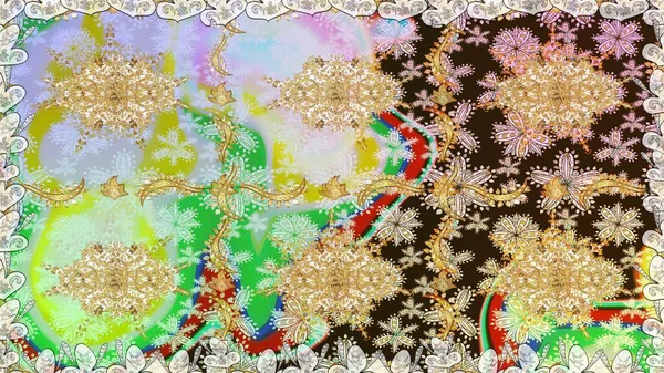 Tarafsız renklerde altın tekrarlayan elementlerle soyut arkaplan. Kusursuz oryantal klasik altın desen.