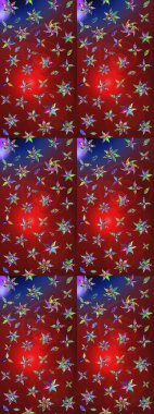 Soyut çiçek çizim kalıbı arka planı. Kırmızı renklerde. Küçük çiçekteki sevimli çiçek deseni. Raster deseni. Raster illüstrasyonu.