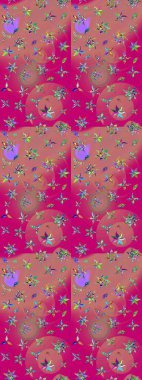 Çocuk stili. Çiçekli eskiz arkaplanı. Renkli Bahar Teması eskiz kalıbı. Düz Çiçek Elementleri Tasarımı.