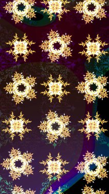 Kar tanesi rengarenk desen. Kar taneleri deseni. Soyut kar taneleri arkaplanda izole edilmiş düz dizayn. Raster kar taneleri arka planda. Raster illüstrasyonu.