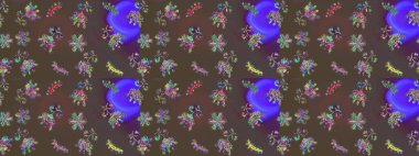 Raster illüstrasyonu. Noel ve yeni yıl moda baskıları için tatil tasarımı. Kar tanelerinin soyut arkaplanlı Noel şablonu. Kahverengi, gri ve mor renkler.