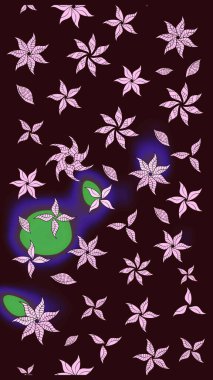 Kahverengi renkli etnik çiçeklerin olduğu zarif bir eskiz modeli. Raster Çiçek İllüstrasyon Şirin Tekstil.