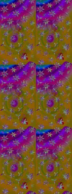 Çiçekli, yapraklı, çiçek desenli eskiz. El çizimi. Raster illüstrasyonu.