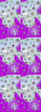 Güzel kumaş deseni. Renkli Bahar Teması eskiz kalıbı. Raster illüstrasyonundaki çiçek desenli çizim. Düz Çiçek Elementleri Tasarımı.