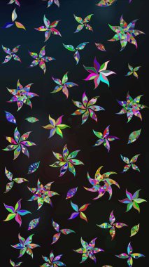 Renkli Bahar Teması eskiz kalıbı. Düz Çiçek Elementleri Tasarımı. Gri ve mavi renkte çiçekler. Sevimli çiçek raster deseni.