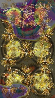 Raster illüstrasyonu. Raster kahverengi, yeşil ve gri kar tanelerinden izole edilmiş. Kar taneleri koleksiyonu. Güzel kış süsleri..