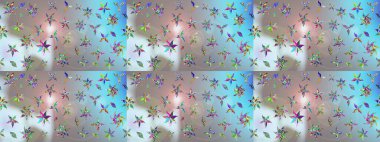 Gri ve mavi renklerde. Raster illüstrasyonu. Çiçekli güzel suluboya desen.