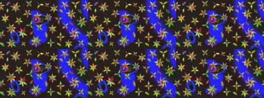 Renkli Bahar Teması eskiz kalıbı. Düz Çiçek Elementleri Tasarımı. Raster Şirin kumaş deseni. Eskiz klasiği.