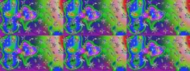 Eskiz arkaplan modeli. Yeşil ve mavi renkli yapraklı yabani çiçekler. Suluboya, elle çizilmiş. Raster illüstrasyonu.