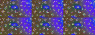 Mor ve kahverengi renkte çiçek çizimi. Raster illüstrasyonu. Mor ve kahverengi renkte çiçekler. Şatafatlı bahar bahçesi dokusu. Çiçek deseni.