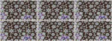 Gri ve mor renkli çiçekler. Çiçekli karalama şeklinde Raster çiçek deseni. Nazik, narin çiçek arkaplanı.