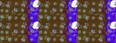 Raster düz çiçekleri pürüzsüz desen. Hediye ambalaj kağıdı, tebrik kartları, posterler ve pankart tasarımı. Kahverengi renkte çiçekler.