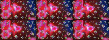 Süslü kumaş deseni. Raster illüstrasyonundaki çiçek desenli çizim. Düz Çiçek Elementleri Tasarımı. Renkli Bahar Teması çizim şablonu.